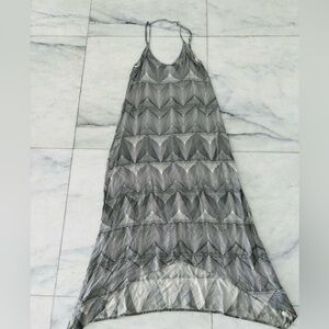 Billabong Maxi Dress Geometric Black White Tank Womens M Boho Beach Festival